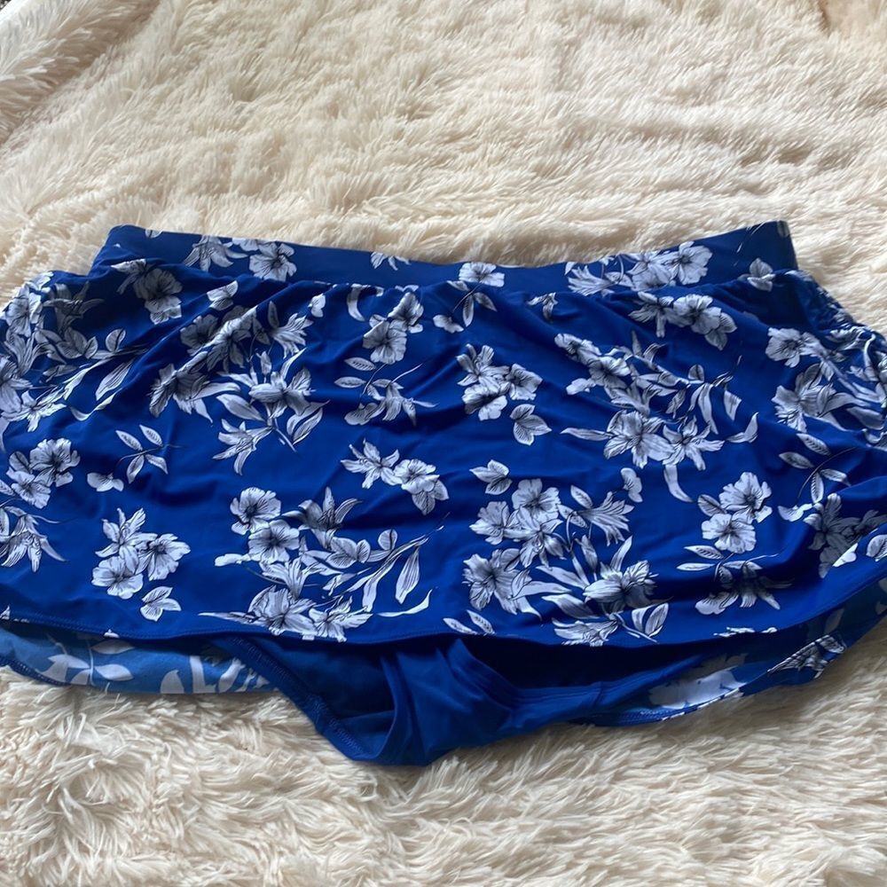 Lane Bryant Cacique SWIM skirt panties shorts 28 blue - Picture 1 of 9